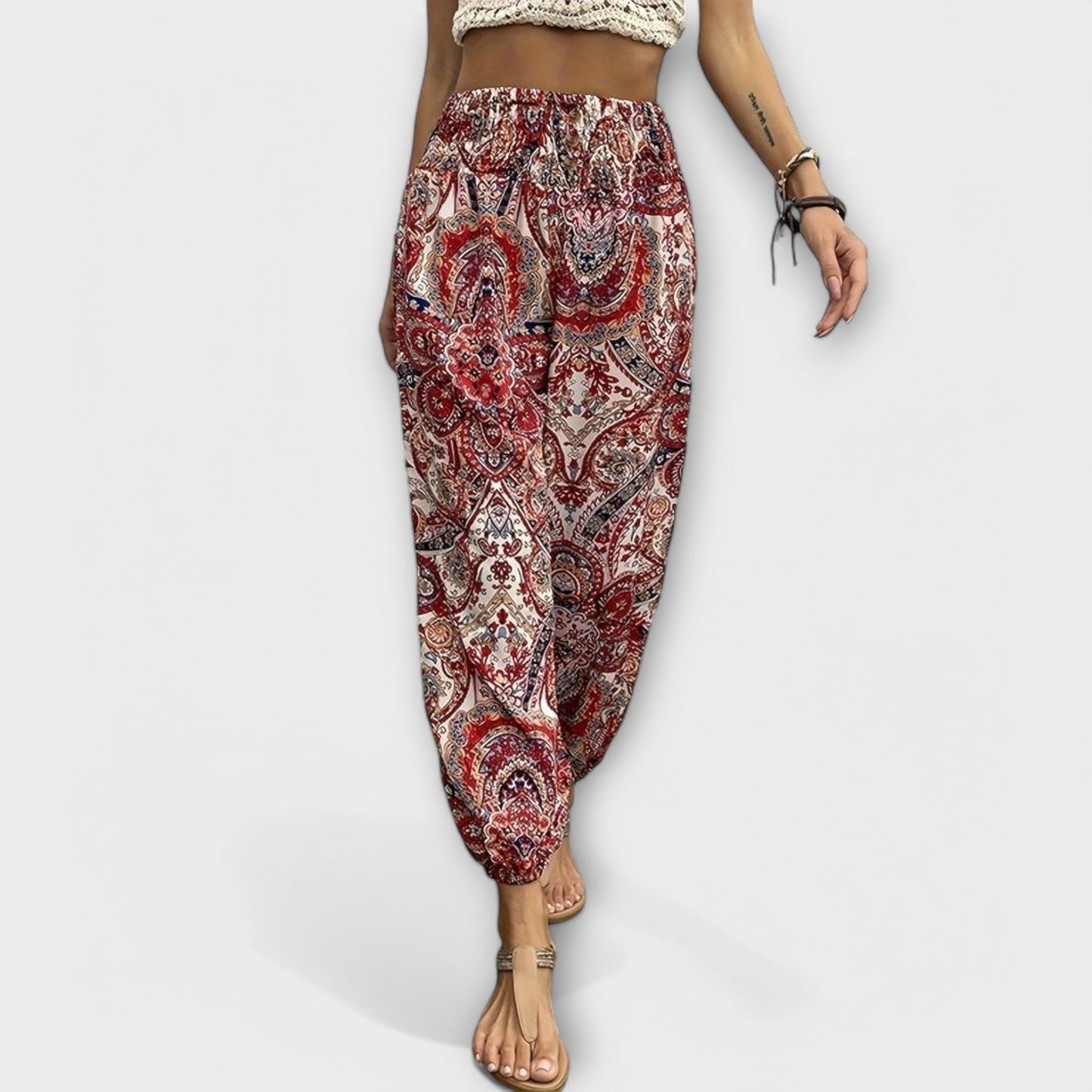Scarlett - Pants with Ethnic Graphic