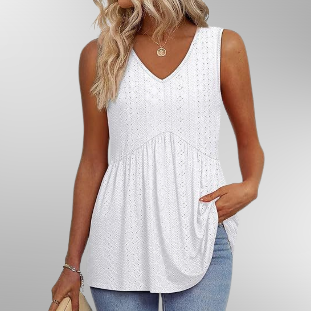 Elanira | Sleeveless Aztec Embossed Summer Top