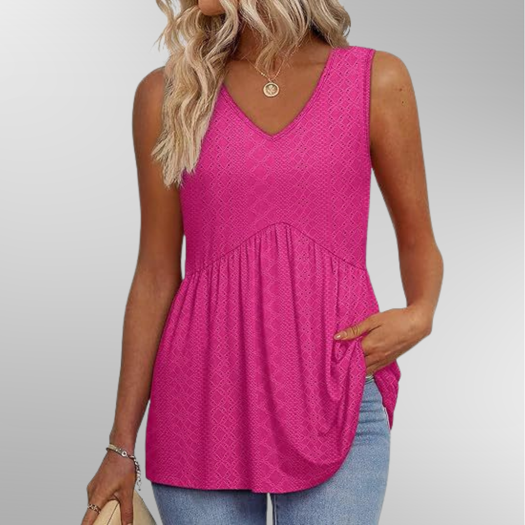 Elanira | Sleeveless Aztec Embossed Summer Top