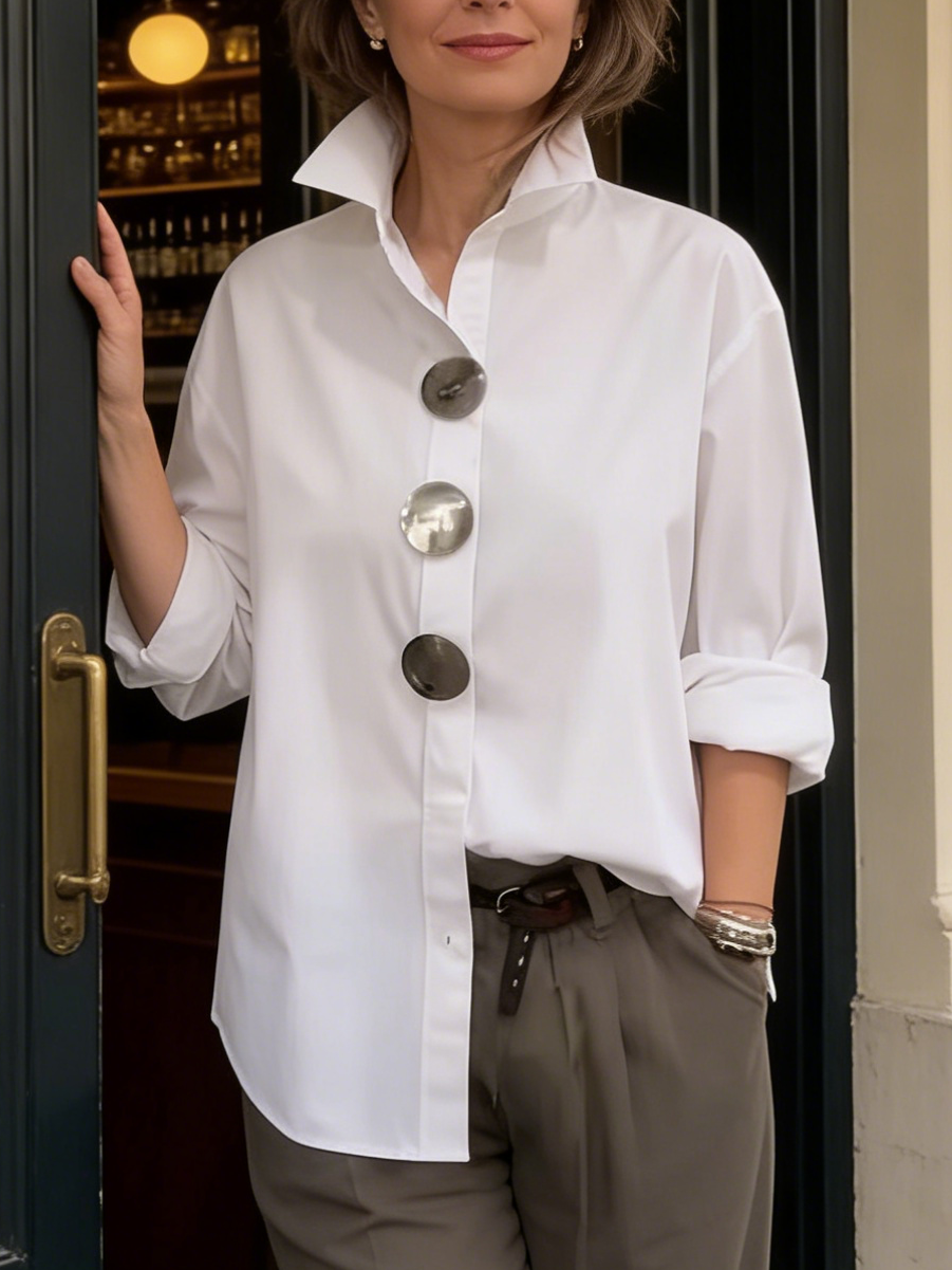Rosalinda | Statement Button Stand Collar Blouse