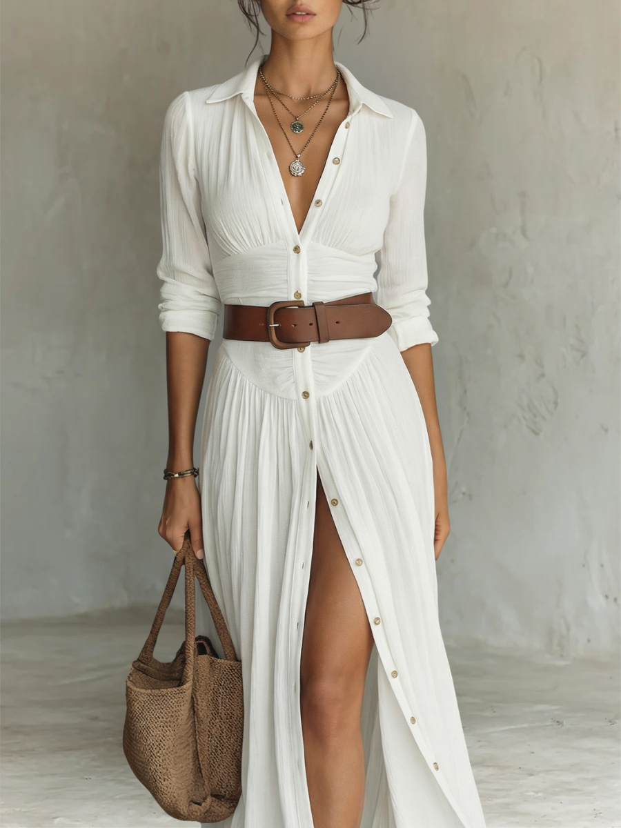 Amelia | Elegant Maxi Dress with Lapel Collar