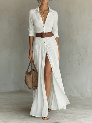 Amelia | Elegant Maxi Dress with Lapel Collar