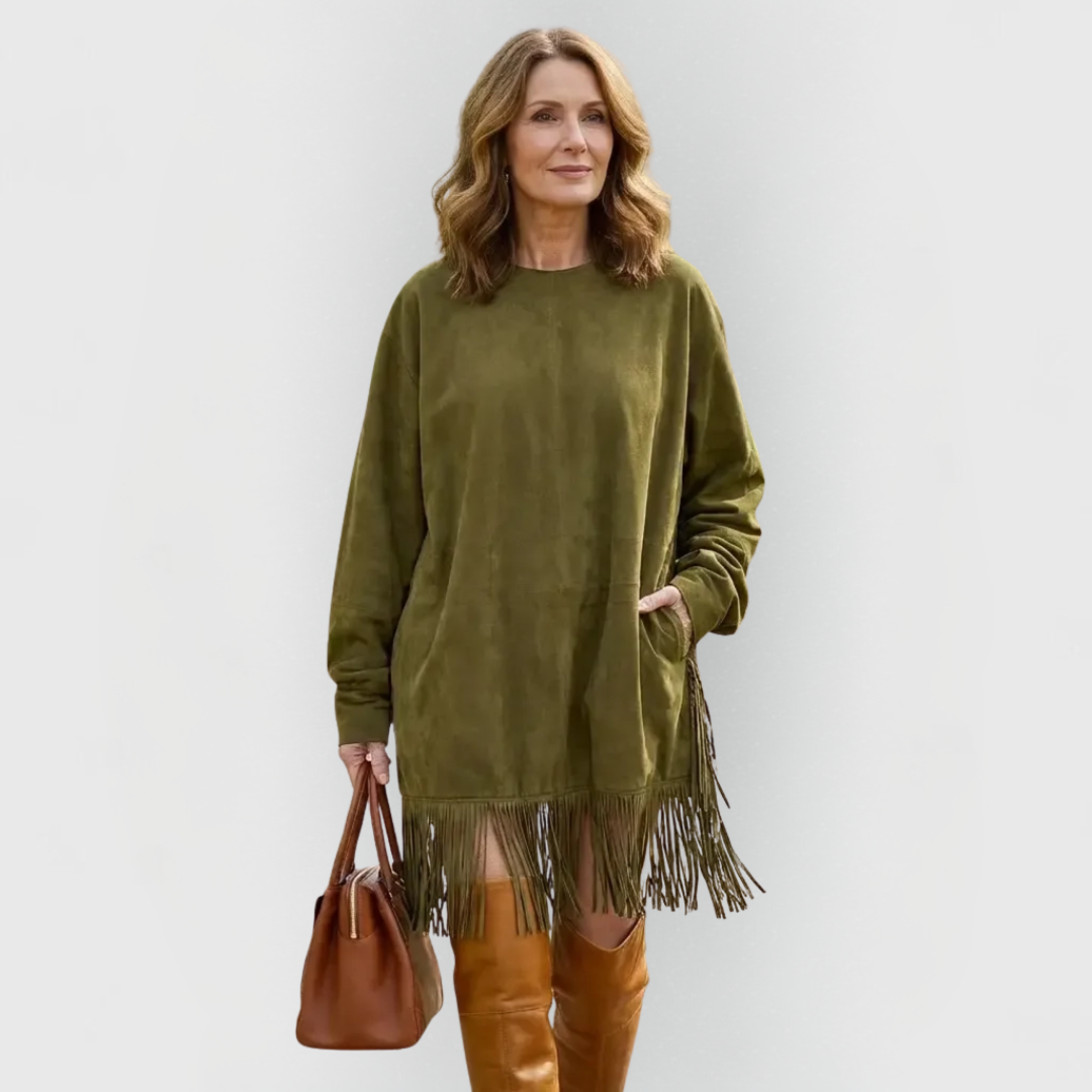 Nathalie™ Fringe Dress – Soft, Warm & Effortlessly Chic