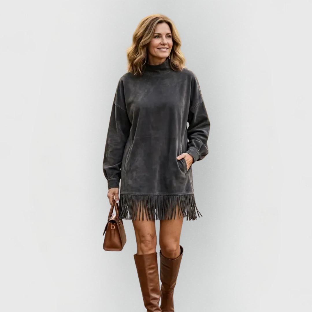 Nathalie™ Fringe Dress – Soft, Warm & Effortlessly Chic