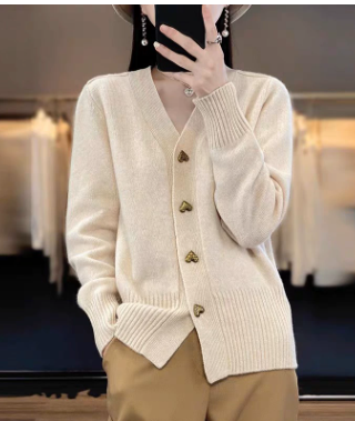 Elegant Heart Button Cardigan